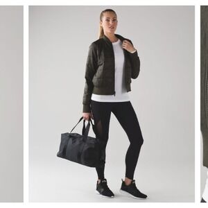 Lululemon Non Stop Bomber‎ Jacket 6 Dark Olive Reversible EUC